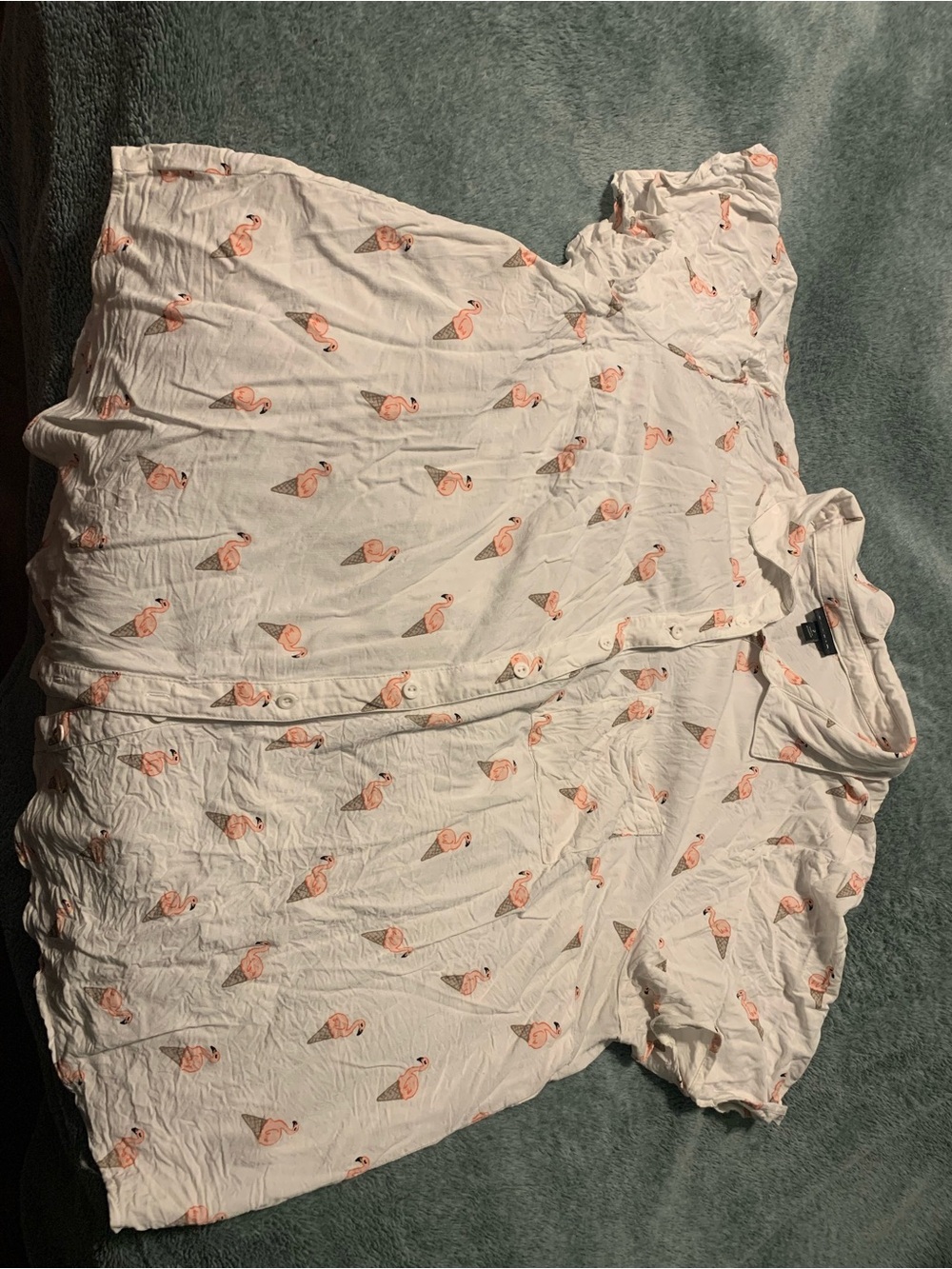 Summer button up ! Ice cream flamingo